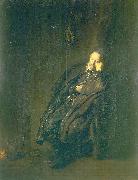 An old man asleep by a fire REMBRANDT Harmenszoon van Rijn